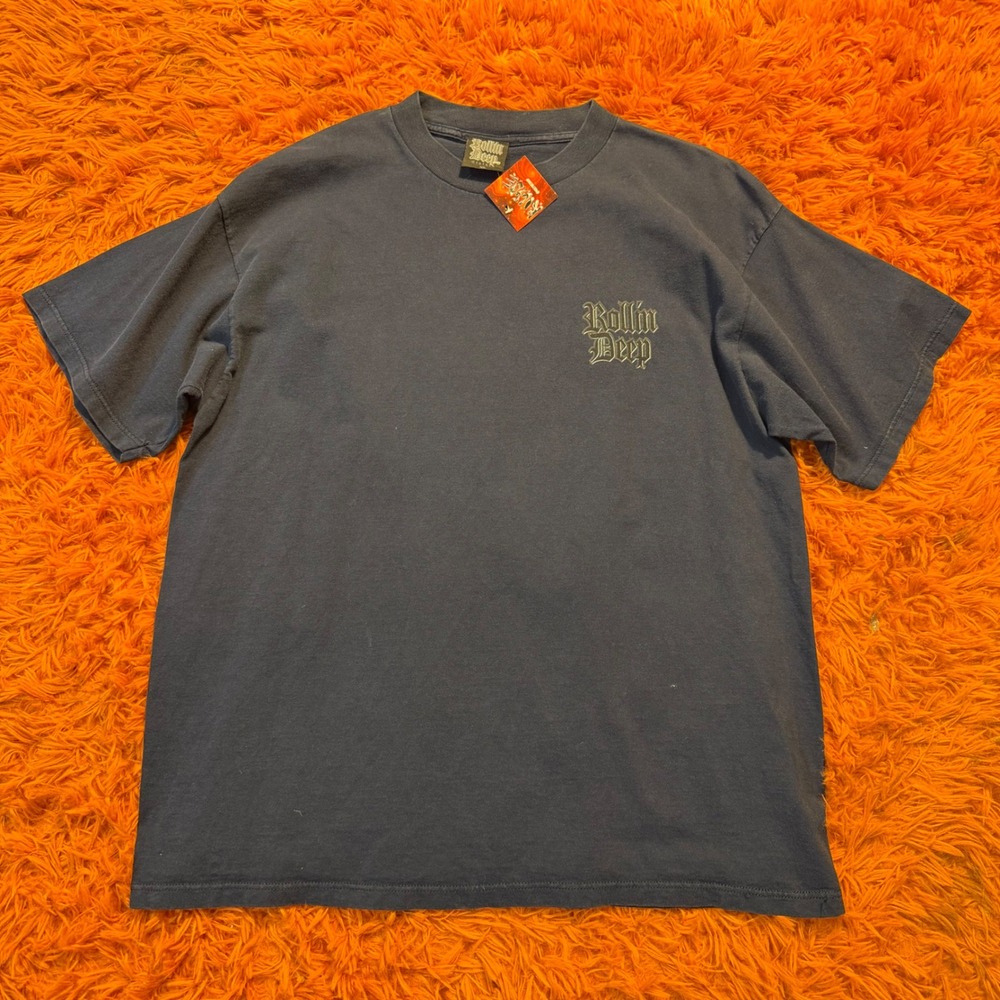 Vintage 1995 Rollin Deep Clothin Lowrider T-Shirt Navy Blue XL Rollin Hard Car